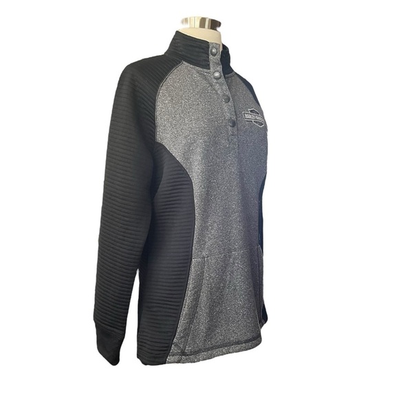 Harley-Davidson Sweatshirt Womens Size S Black Gray ¼ Snap Ribbed Greeley CO NWT - Picture 3 of 6